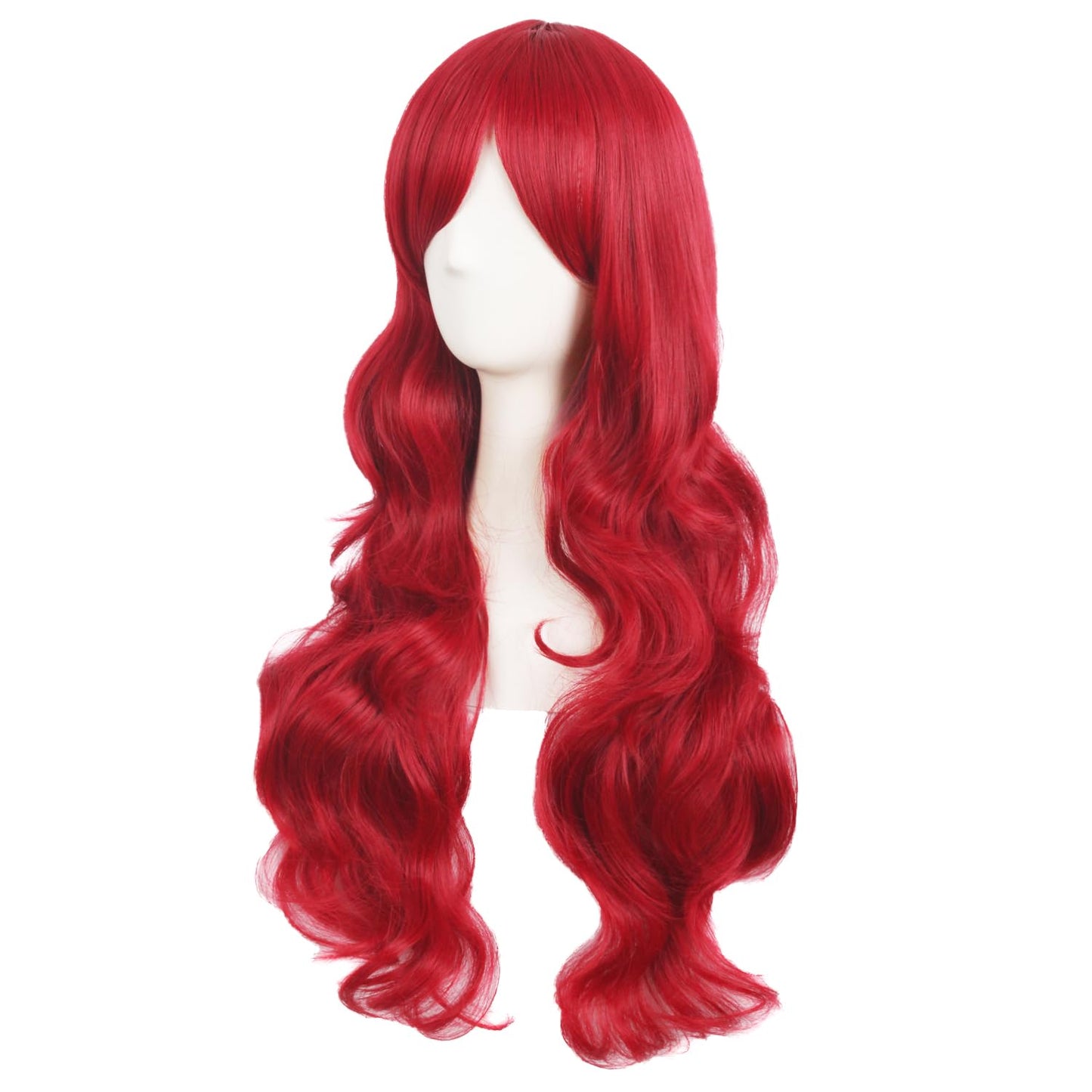 MapofBeauty 28 Inch/70 cm Charming Women Side Bangs Long Curly Full Hair Synthetic Wig (Bright Red)