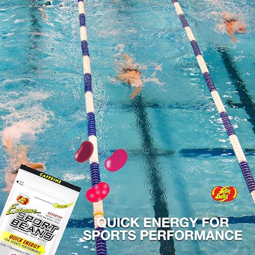 Jelly Belly Sport Beans- Extreme Assorted - Energy Chews with Caffeine [24 Pack] Box (Cherry, Watermelon & Pomegranate) Cl...