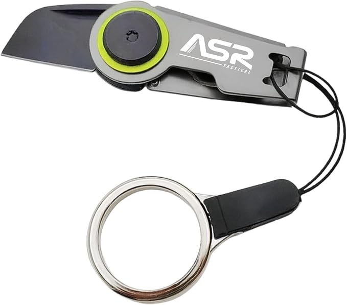 ASR Tactical Micro Zipper Folding Pocket Knife EDC Escape Survival Tool, Titanium Grey