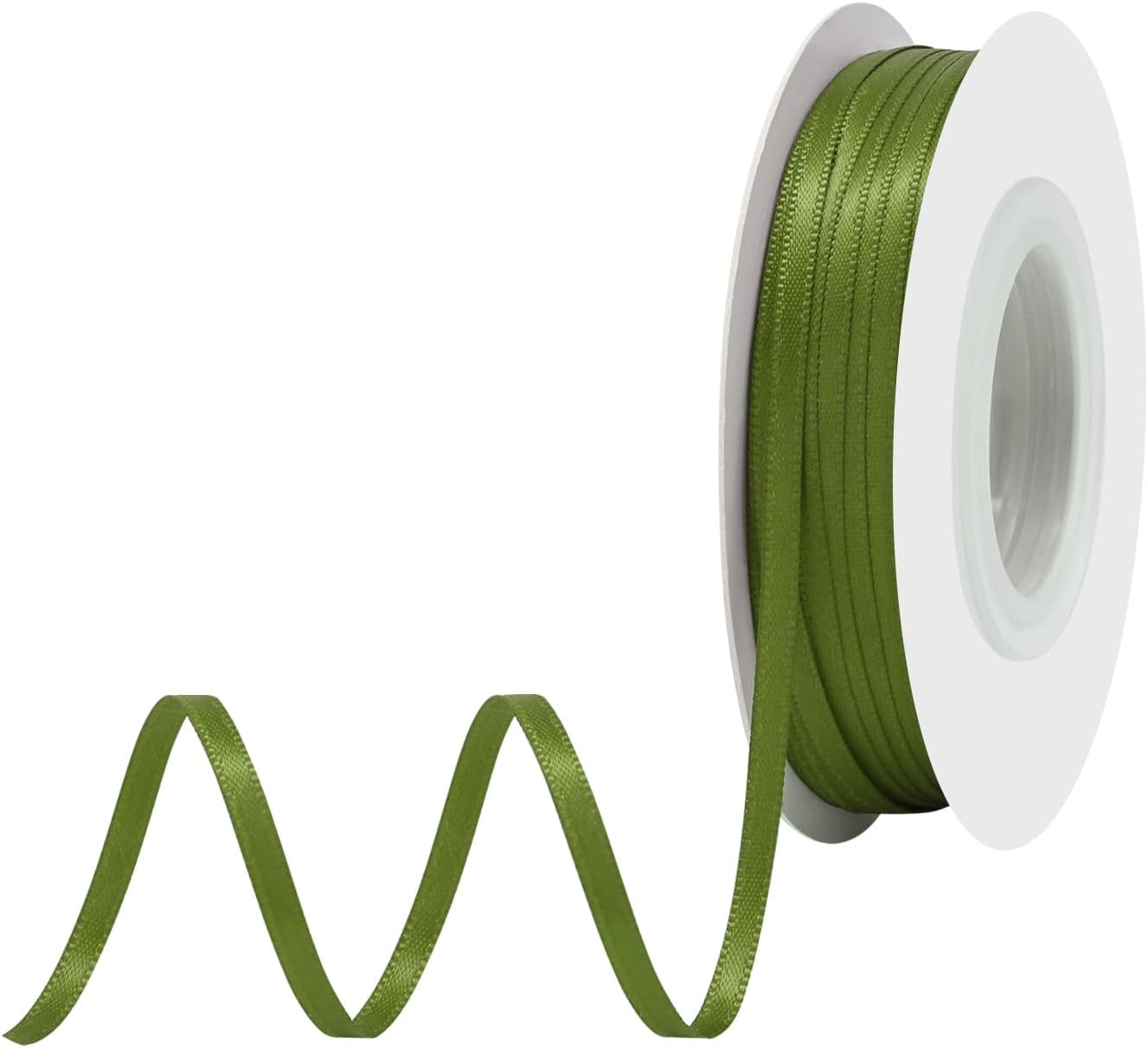 Moss Satin Ribbon 1/8 Inch X 50 Yards Solid Color Double Faced Ribbons Perfect for Crafts Wedding Decor Bow Making Arts Sewing and More