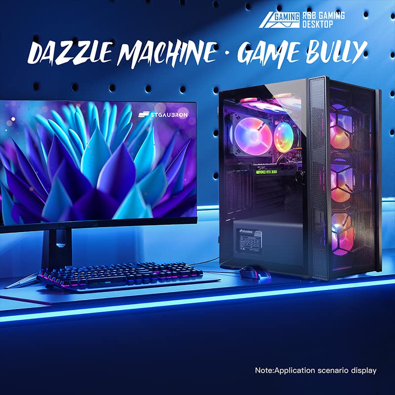 STGAubron Gaming PC Desktop - Intel i7, GeForce RTX 3060, 32GB RAM, 1TB SSD, WiFi 6, RGB Fans, Windows 11 -