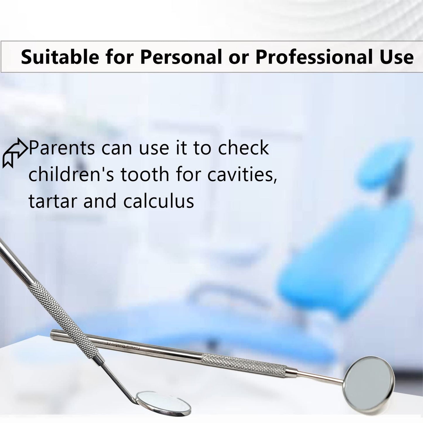 Dental Mouth Teeth Inspection Mirror #5 with Stainless Handle, Cone Socket, Total Length 6.5"