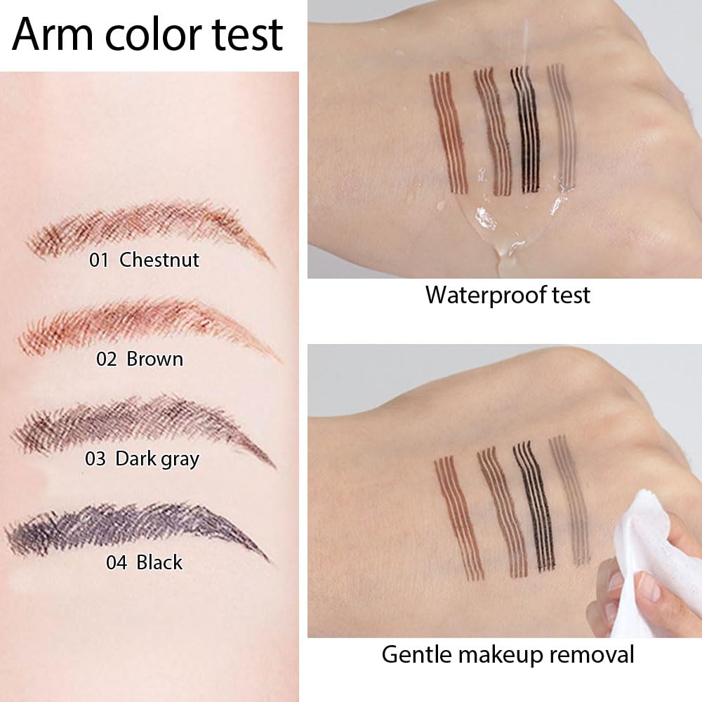 Eyebrow Ink Pencil by Brow Stylist -Micro 4 Point Brow Pen Lift & Snatch Eyebrow Pen Kits with 3 Eyebrow Stencil Long-Lasting Waterproof Natural Eyebrow Hair (2Pcs 01# chestnut&04# black)