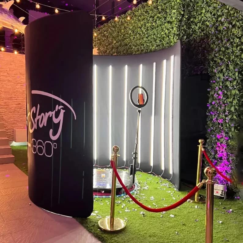 W-JIAJIEBTH 360 Photobooth Enclosure Backdrop Tent with Led Lights for 360 Photo Booth Machine Party Events