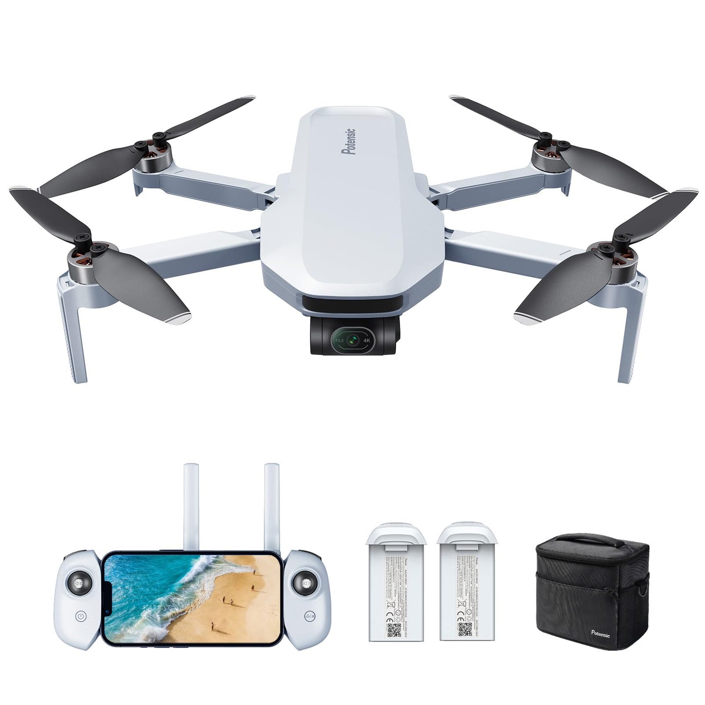 Potensic ATOM 3-Axis Gimbal 4K Drone with Camera for Adults, Under 249g, 64 Mins Flight, Max 6KM Transmission, Visual Tracking, 4K/30FPS QuickShots, Expansion Kit