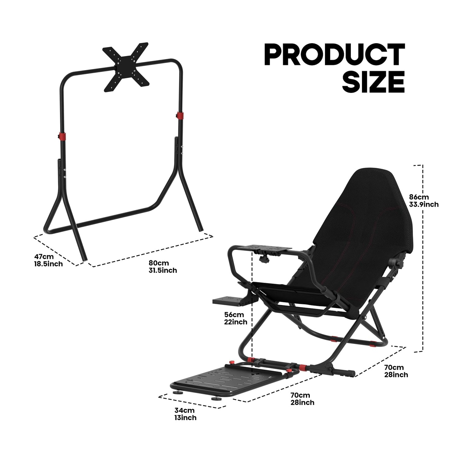 DIWANGUS Racing Simulator Cockpit with TV Stand, Foldable Racing Wheel Stand with TV Mount and Seat, Sim Racing Cockpit Compatible with Logitech G29/920/923/27/25, Thrustmaster T248/X/T300RS/T150/458/TX for Xbox PS4 PS5