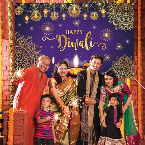 Happy Diwali Backdrop Banner,Deepavali Background Banner Festival of Lights Decor Photo Booth Props Background Diwali Indi...