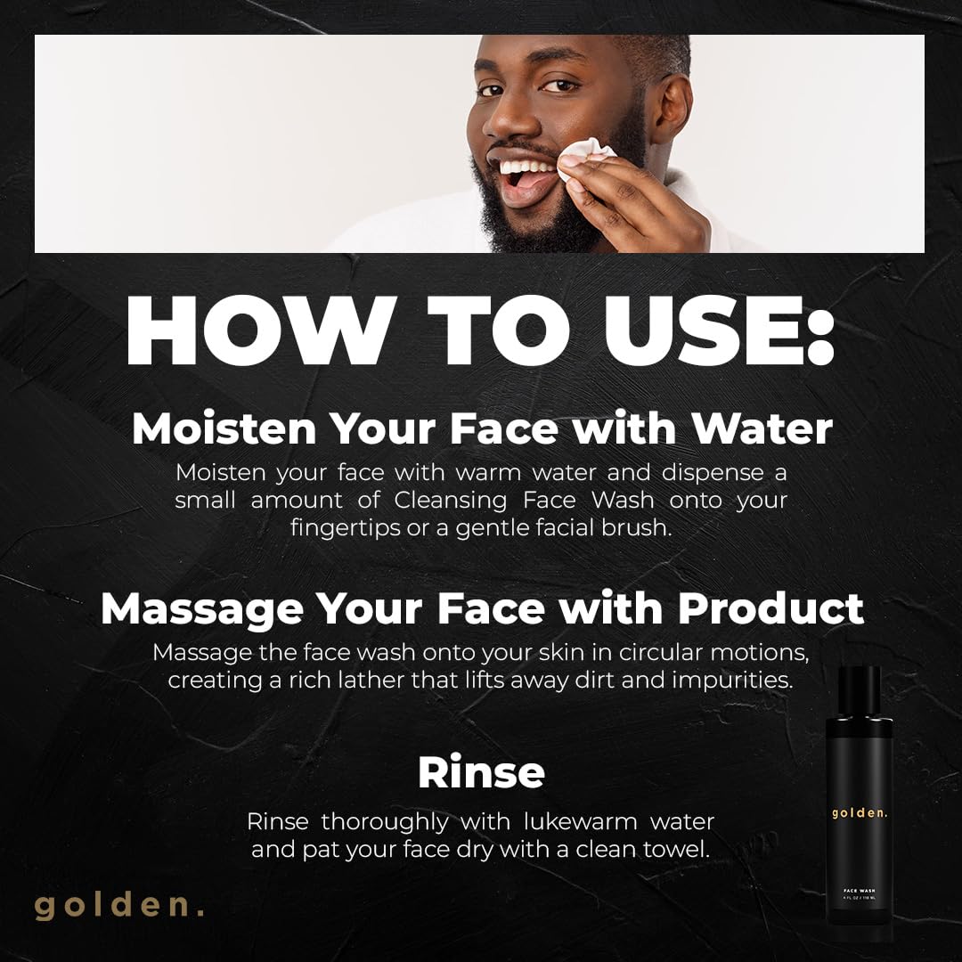 Golden Grooming Co. Men's Face Wash | Aloe Vera & Vitamin E | Natural Facial Cleanser for Sensitive & Oily Skin | Deep Cleansing