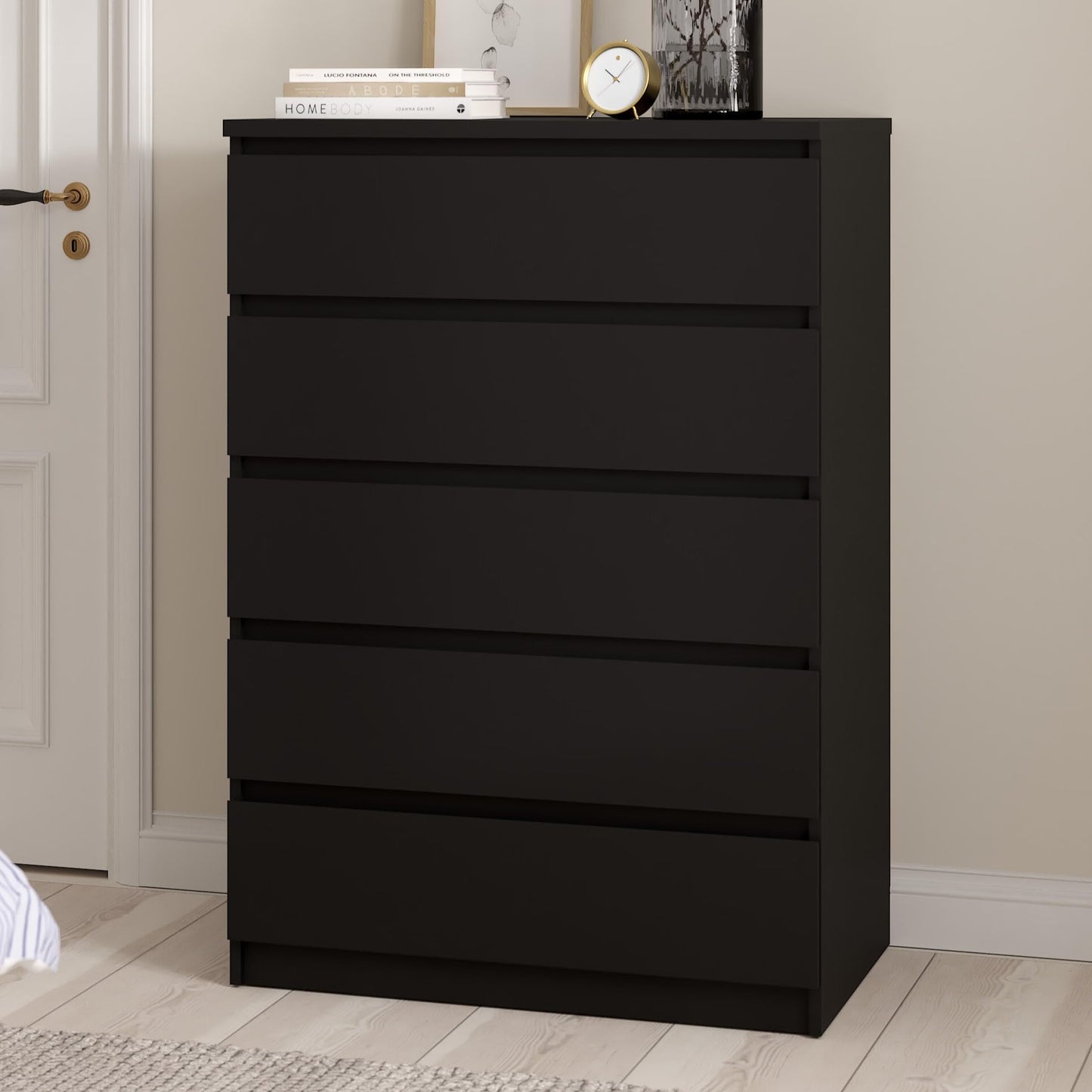 Tvilum 5 Drawer Chest, Black Matte