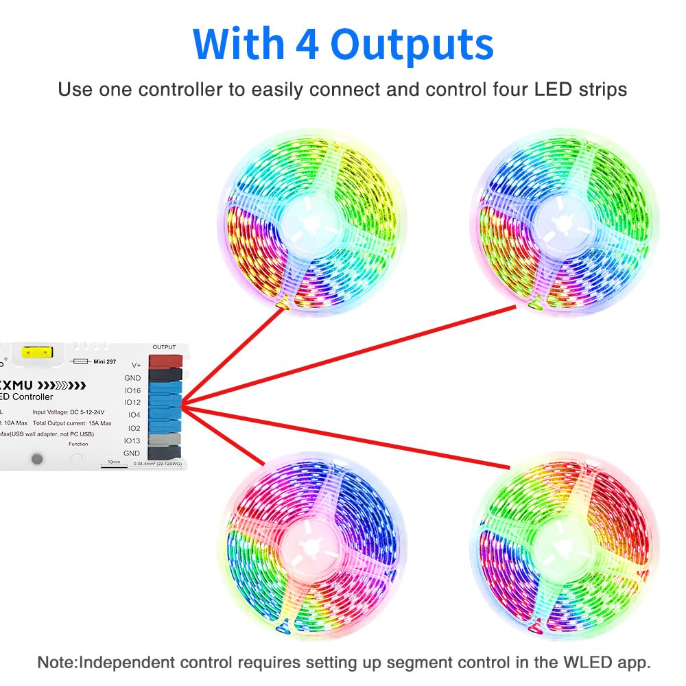 GLEDOPTO Elite ESP32 WLED LED Strip Light Controller 4 Outputs Ethernet Microphone UART Energy Saving Relay 20A Pluggable Fuse DIY Dynamic for WS2811 WS2812 SK6812 WS2815 Digital Addressable RGB IC