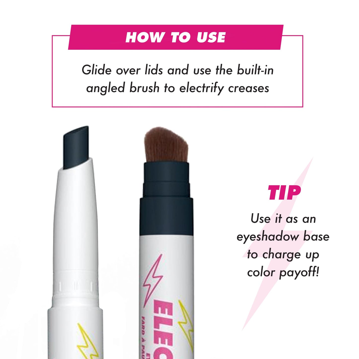 Lime Crime Electric Slide Eyeshadow & Brush Stick, IDC (Matte Black) - Lightweight 2-in-1 Eyeshadow Smudge Stick with Angled Bru