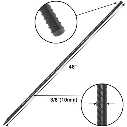 VVOKGO Rebar Stakes 48 Inch 16-Pack Concrete Form Stakes Heavy Duty Straight Ground Anchors, 3/8" Diameter Metal Steel Spikes with Chisel Point End for Plant Support, Garden Border,Landscape Edging