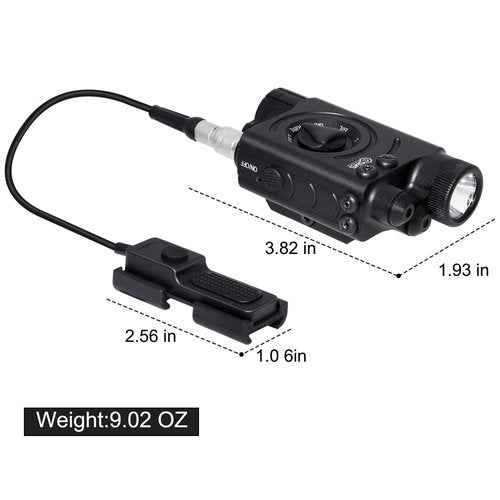 1200 Lumens Tactical Flashlight Dual Laser Combo for Rifle, with Momentary/Constant/Strobe Model, Green and Blue Laser & Tactical Flashlight Multi-Function Combo, with 9-inch Remote Pressure Switch