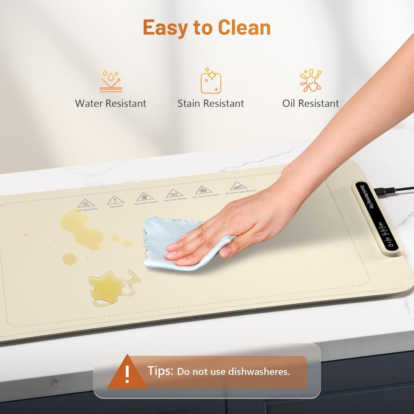 KEENSTAR Warming Tray with Full Surface Heating, Foldable & Portable Food Warmer, 3 Temperature Settings & Child Lock, Premium Silicone Warmer Mat for Parties, Family Gatherings, Holidays, Daily Use