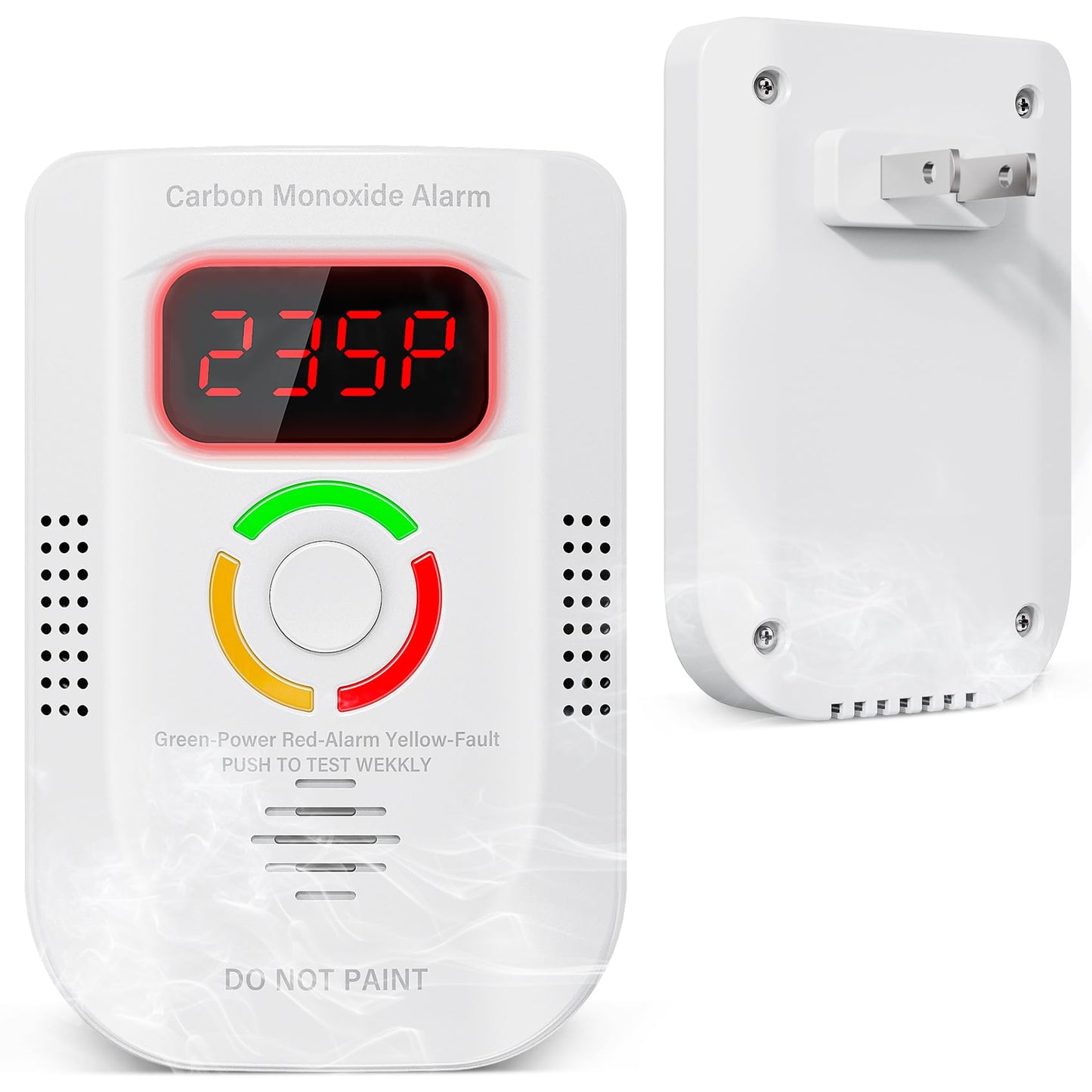 Carbon Monoxide Detectors Plug in, Portable CO Detector with LED Digital Display, Carbon Monoxide Alarm with Audible and Visual Alarm & Test Mute Button, CO Alarms Monitor for Home/Kitchen/Hotel