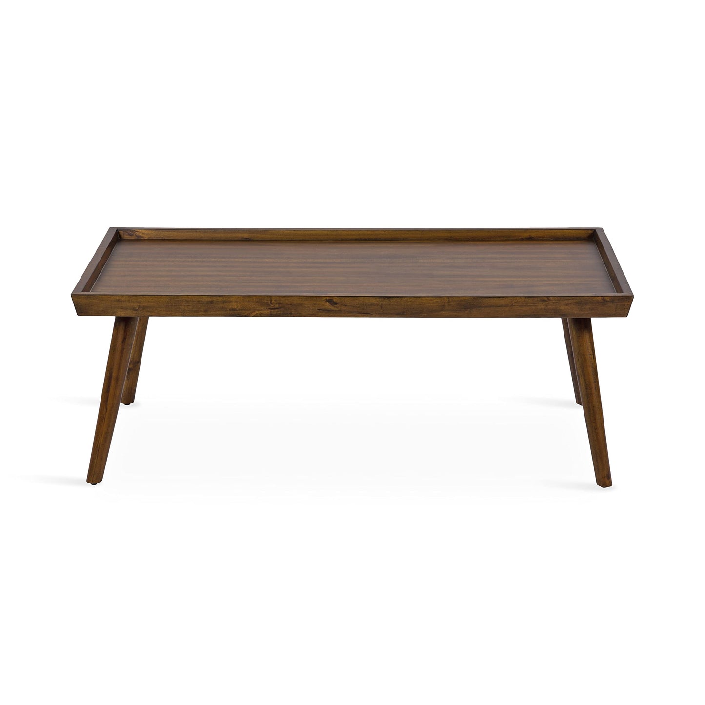 Kate and Laurel Eastmont Rectangle Wood Coffee Table; 46 x 22 x 17; Walnut Brown; Large Mid-Century Wooden Living Room Table with Stylish Tapered Legs and Adjustable Feet
