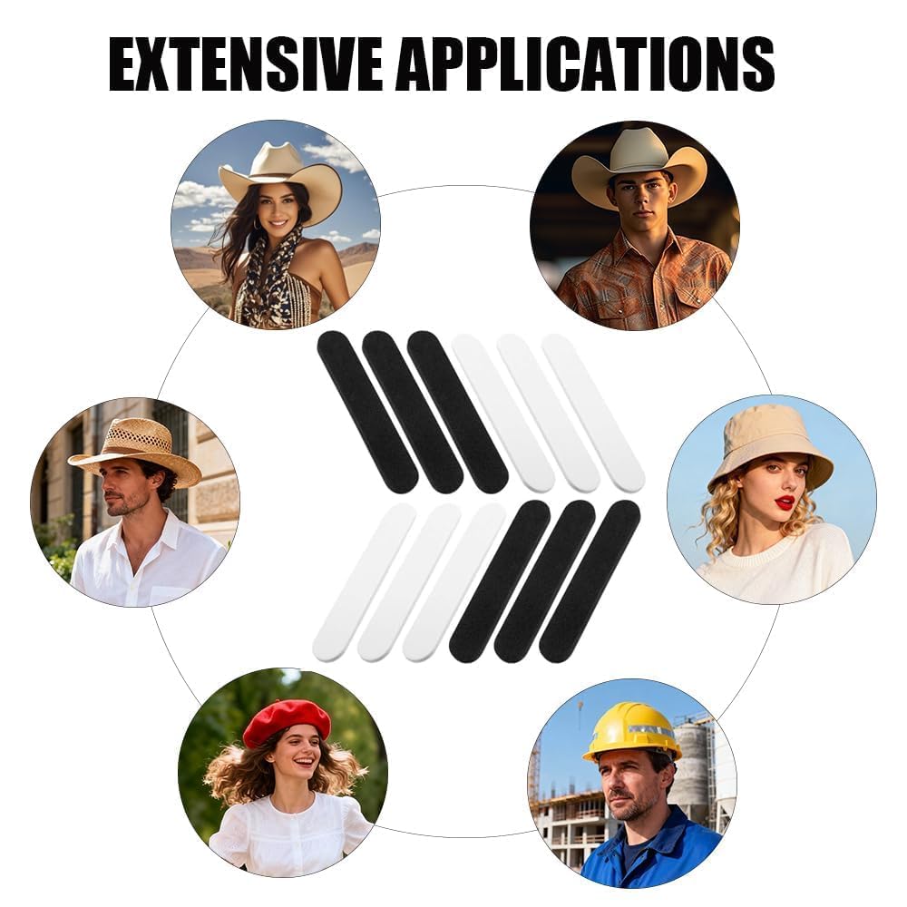 Sloewui Hat Size Reducer,30 Pack Hat Sizing Tape,Foam Tape for Hats to Make Smaller - Adjustable Hat Fitters Inserts for Cowboy,Western,Panama & Straw Hat (Black + White)