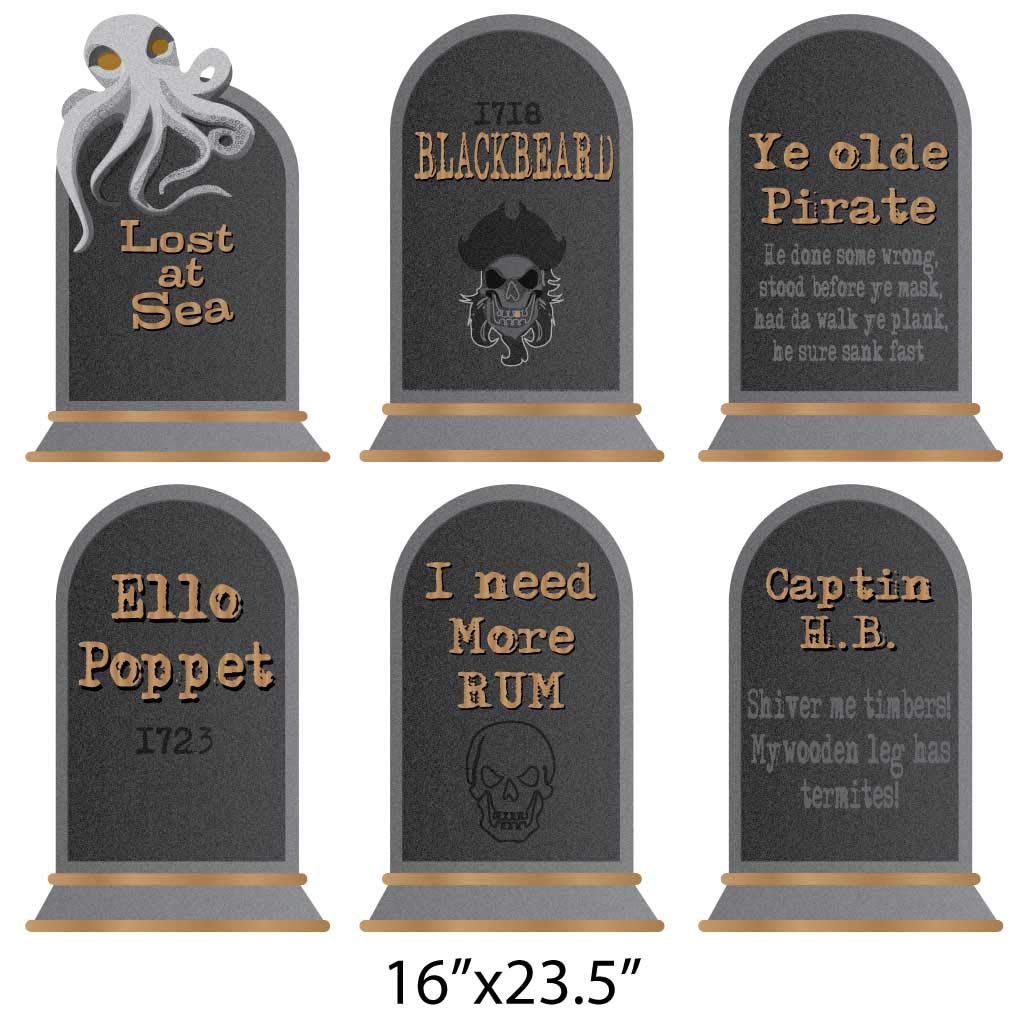 VictoryStore Pirate Tombstones Halloween Yard Sign Decoration Set of 11, 16 Inches By 23.5 Inches