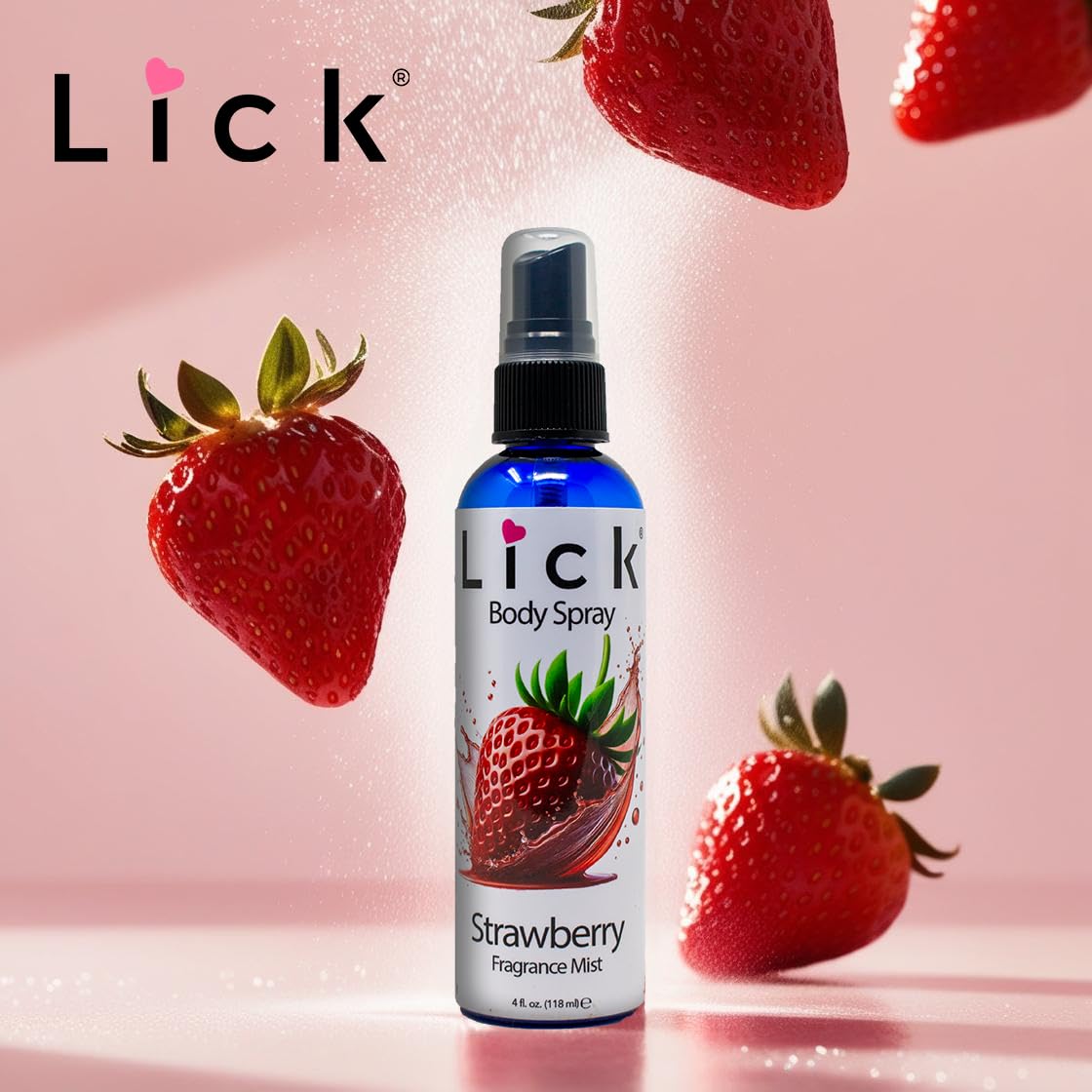 LICK Strawberry Scented Body Spray - Sweet Berry Fragrance Mist - 4 fl oz