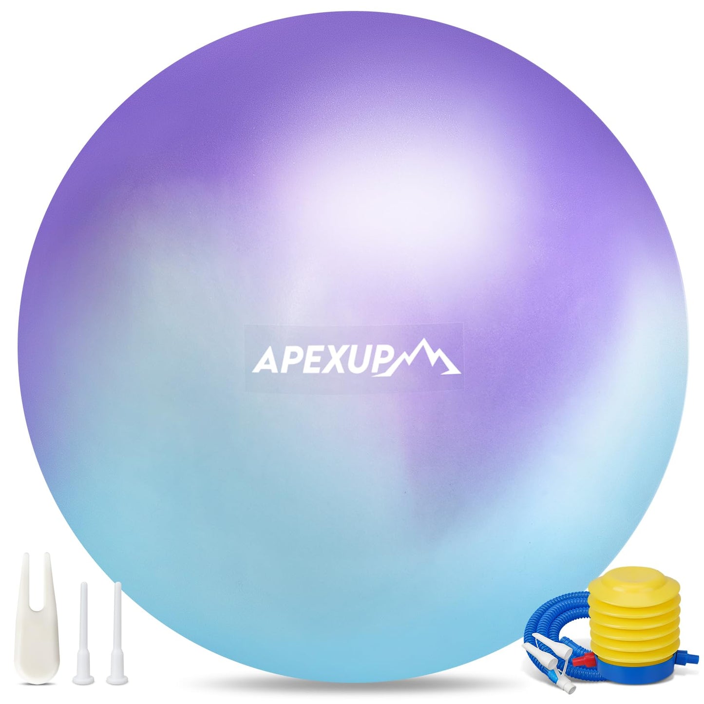 APEXUP Yoga Ball Exercise Ball, Heavy Duty Gym Ball for Fitness, Balance, Core Workout, Physical Therapy (S (15"~18") 45cm, Blue Purple)