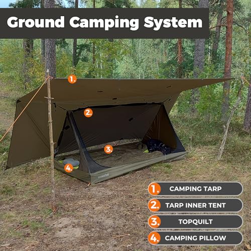 onewind 2 Person Mesh Tent with Camping Pillow, Ultralight Mesh Tent Tarp Inner Tent with Soft Pillow