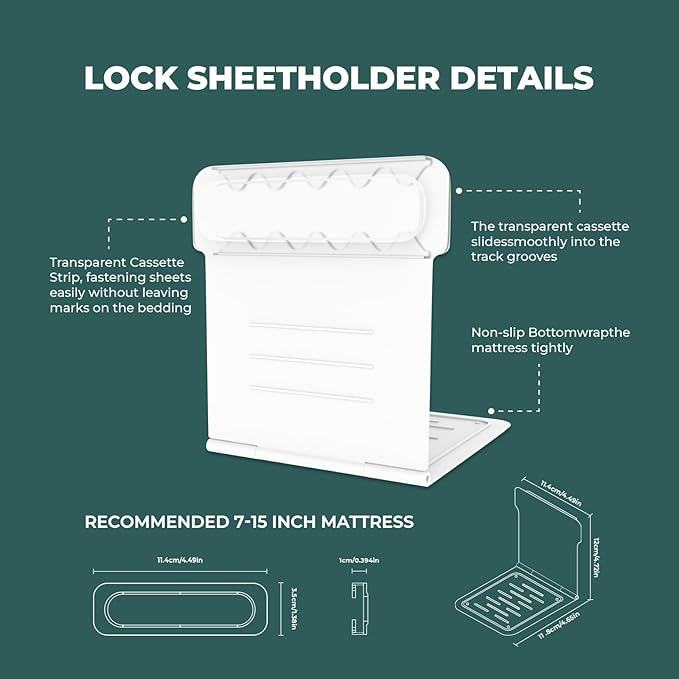 Sheet Holders 8Pcs, Keep Bed Sheets Firm & Tight, Sheet Holder for Corners for Mom Gift, Bed Sheet Locker for No More Loose Sheets, Sheet Fasteners, Patented Lock Sheet Holders for All Mattress Sizes