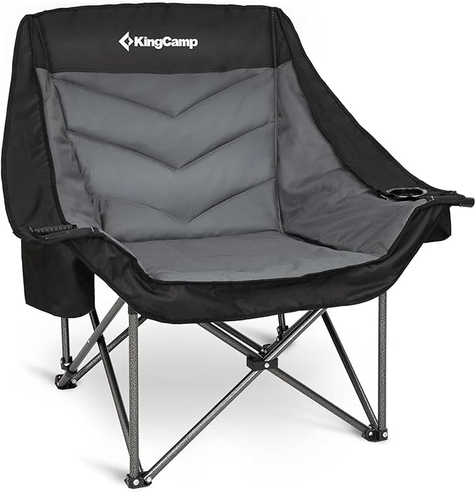 KingCamp Oversized XL Camping Chair, Heavy Duty 500lbs Folding Couch for Adults, Padded Large Comfortable Sofa Seat with C...