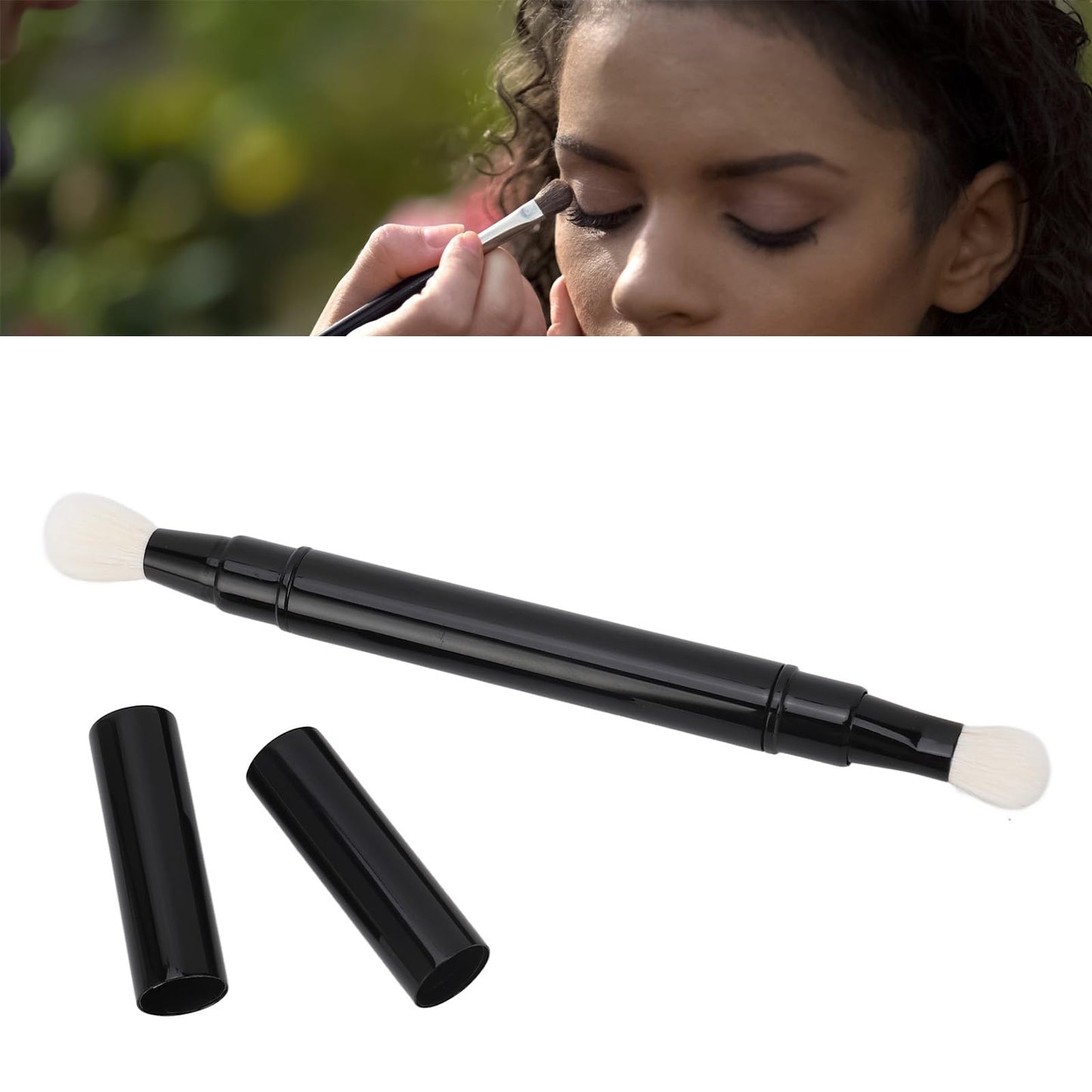 Chazcool Dual Ended Eyeshadow Brush, Blending Eyeshadow Brush with Cap, Eye Makeup Brushes for Outdoor Travel