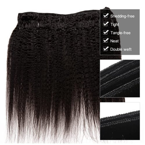 Natural Black Kinky Straight Bundles Human Hair Yaki Bundle 20 22 24 inch Brazilian Remy Yaki Straight Human Hair Bundle