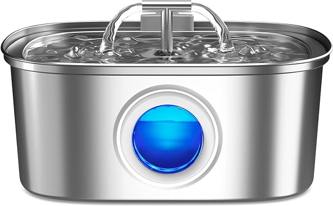 Cat Water Fountain Stainless Steel: 108oz/3.2L Automatic Pet Water Fountain Dog Water Dispenser with Water Level Window - ...