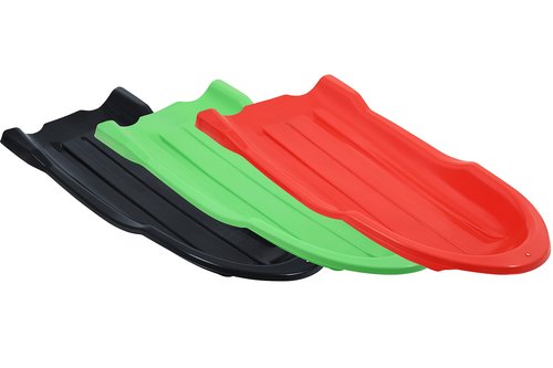 Superio Toboggan Snow Sled- 46” Plastic Open Back Sled for Kids and Adults- Heavy Duty Sled with Hole for Pull Ropes (Ropes Excluded) for Downhill Sledding, Winter Outdoor Sports, (Red, Green, Black)