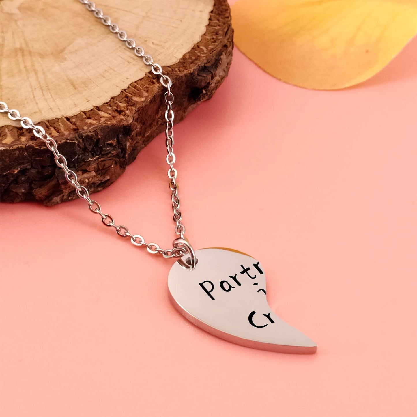 HOFOYA Partners in Crime Split Heart Necklace 2 Best Friends Matching BFF Necklace for 2 Friendship Graduation Back to School Gi