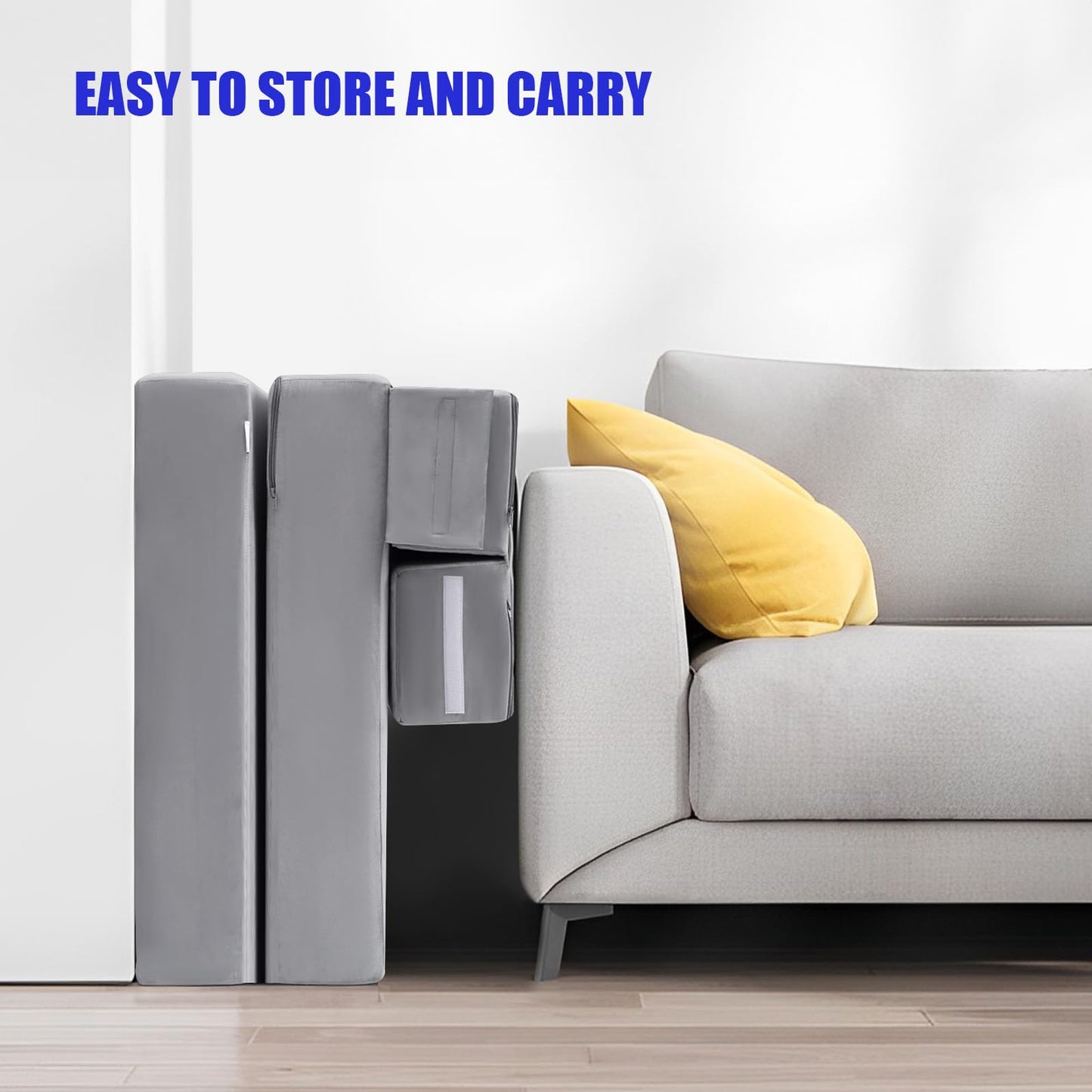 MeMoreCool Foldable Futon Chair Bed Sleeper for Adults, Single Folding Mattress 6 Inch, Fold Out Couch Bed with Pillow, Convertible Foam Floor Sofa Sleeping Tri Fold Mattress Chair (Grey)