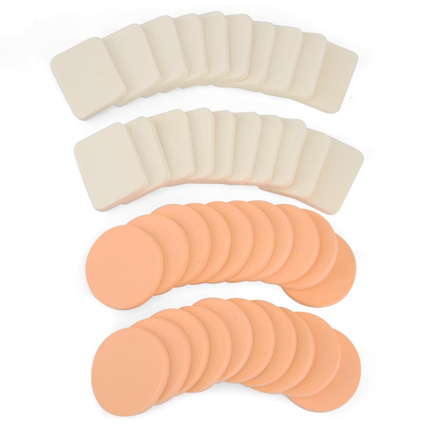 40PCS Round Square Shaped Makeup Blenders Sponges Set, Use for Dry and Wet, Perfect for Full Face Curve Blending, Cream, Liquid,