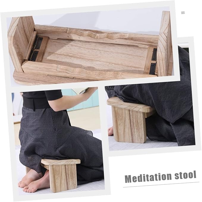 ibasenice Wooden Meditation Stool Portable Zen Kneeling Seat for Comfortable Praying and Meditation Practice Non-Slip Design for Enhanced Stability and Support