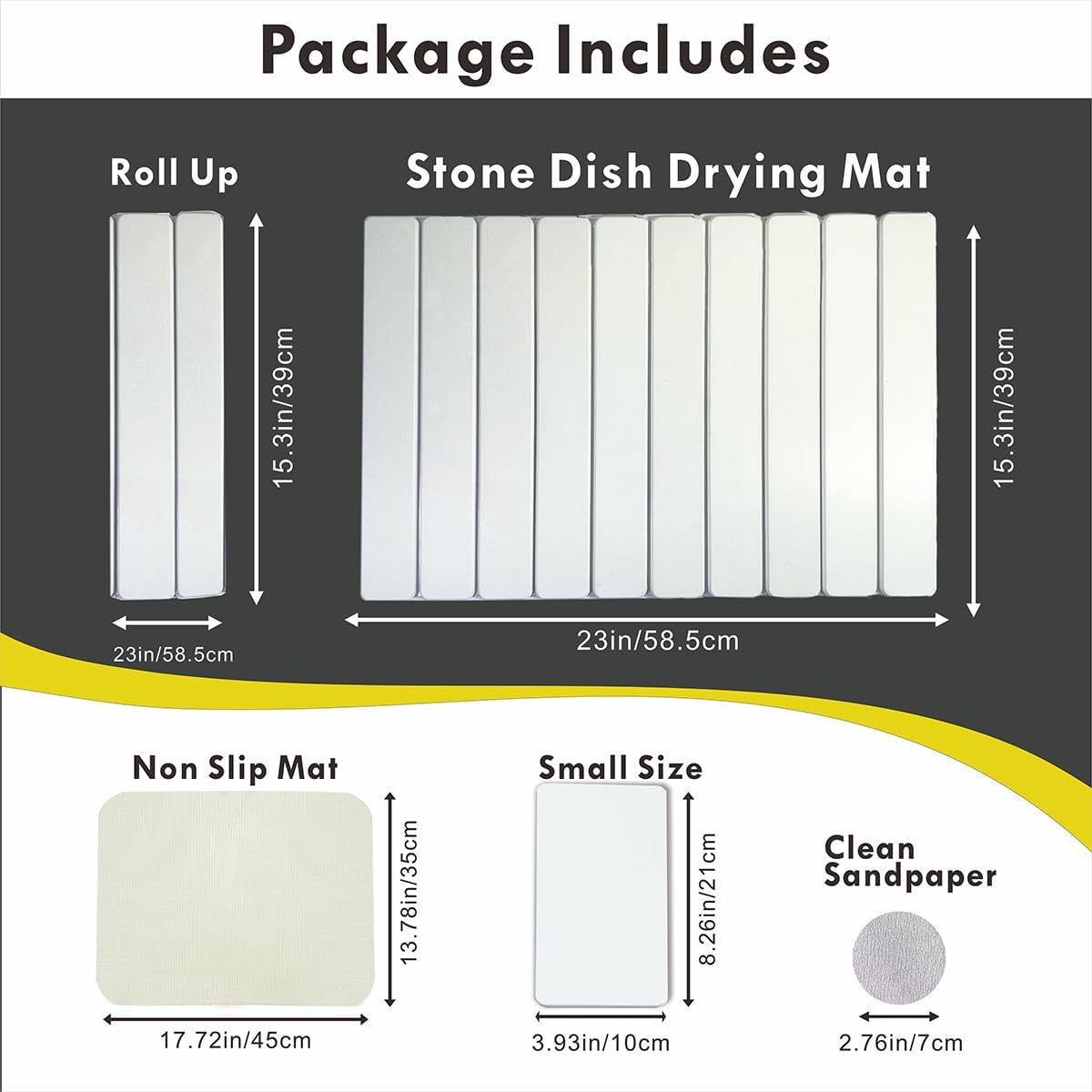 Large Stone Drying Mat for Kitchen Counter,24x16 Inch Fast Drying & Super AbsorbentDiatomaceous Earth Sink Mat, Collapsible DishDrying Stone for Dishes, Bottles, Cups, Matches Any Countertop