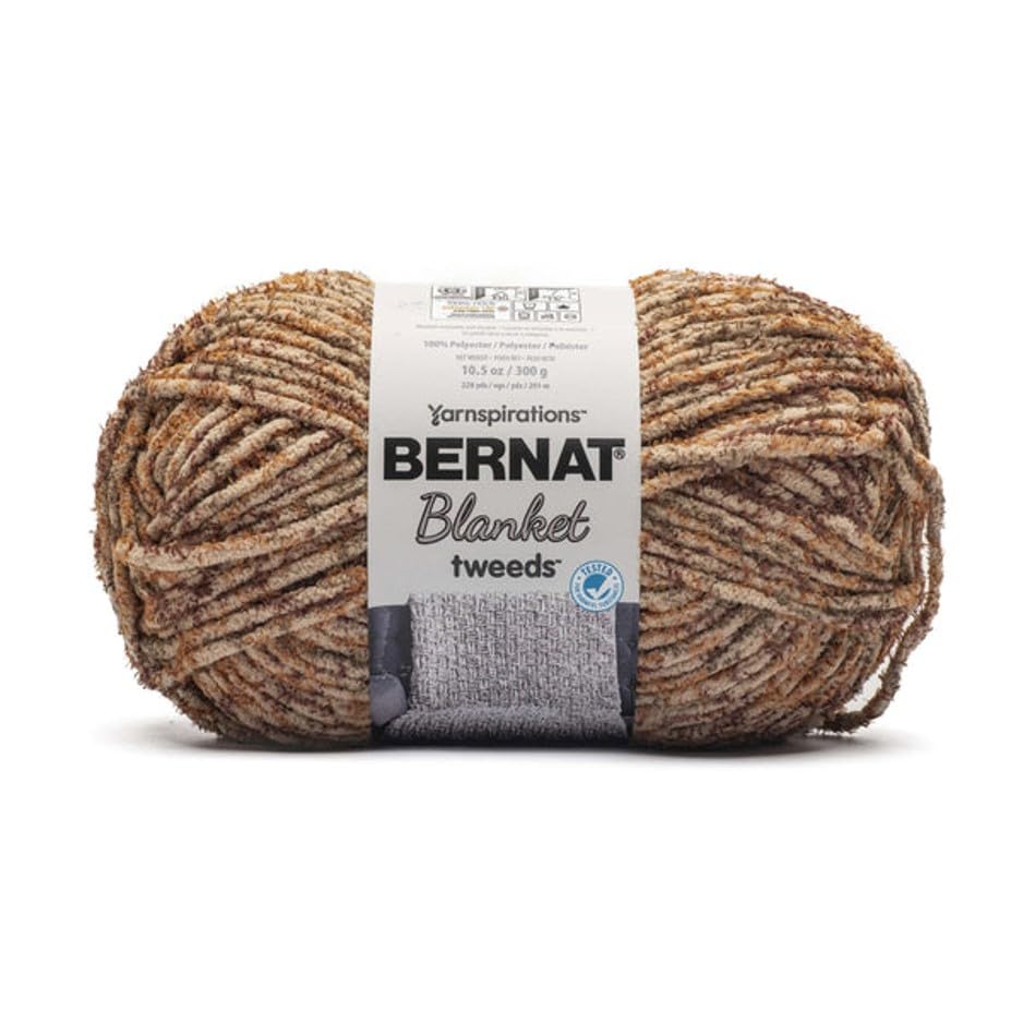 Bernat Blanket Tweeds Sandy Tweed Yarn - 2 Pack of 10.5oz/300g - Polyester - #6 Super Bulky - 220 Yards - Knitting & Crochet