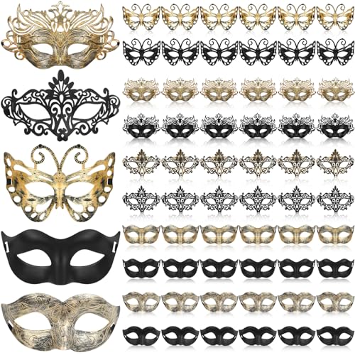 Sratte 60 Pcs Halloween Masquerade Mask Bulk Vintage Antique Masks Adults Party Venetian Masks for Carnival Party Cosplay