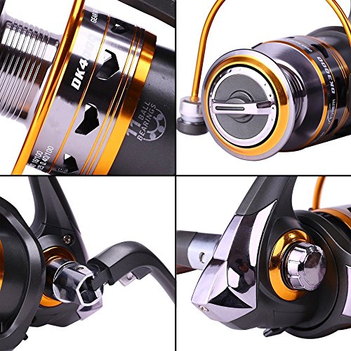 Sougayilang Spinning Fishing Reels with Left/Right Interchangeable Collapsible Wood Handle Powerful Metal Body 5.2:1/5.1:1...