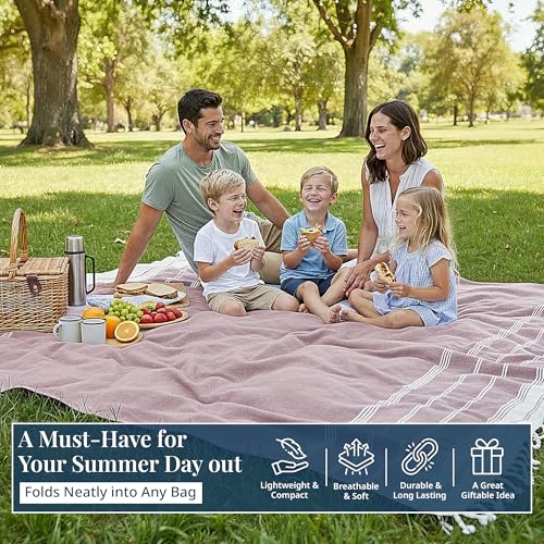LANE LINEN Picnic Mat for Beach Vacation Essentials - Large Outdoor Blanket,Quick Dry and Pre-Washed, Soft Comfort, Perfec...