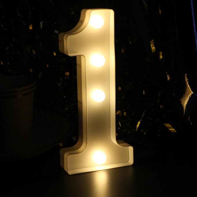 H: 8.26 Inches Light Up Numbers 1 Centerpieces Table Sign, Happy 1st Birthday Decorations for Girl, 1 Year Old Anniversary...
