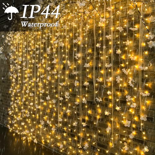 Soagrc 300 LED Curtain String Lights 9.8FT Plug in Fairy Lights with Timer and 8 Modes, Waterproof Window Wall Lights for ...