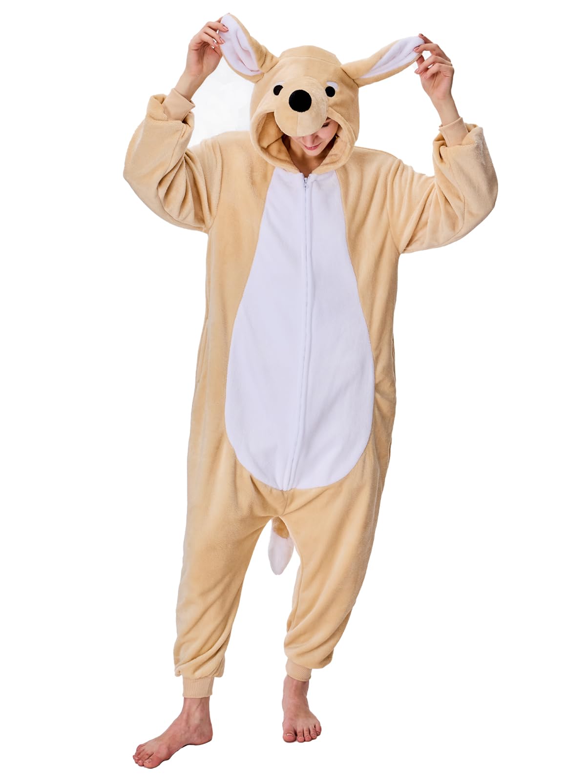 NEWCOSPLAY Unisex Adult Dog Onesie Pajamas Animal One Piece Costume Cosplay Sleepwear (Dog, Large)