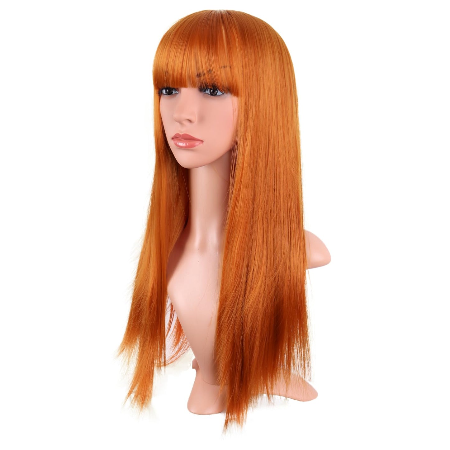 MapofBeauty 24 Inch/60 cm Long Straight Synthetic Hair Heat Resistant Party Cosplay Wig (Light Orange)