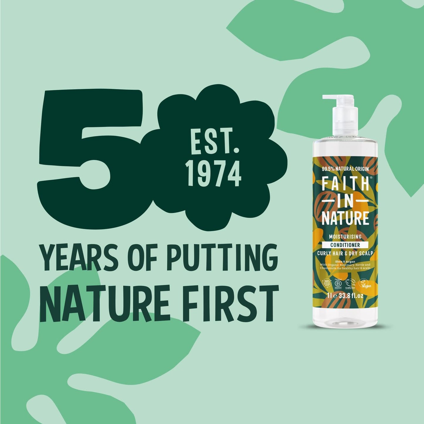 FAITH IN NATURE Natural Conditioner - Vegan & Cruelty Free, No SLS or Parabens - 33.8 fl oz Family Sized, Shea & Argan