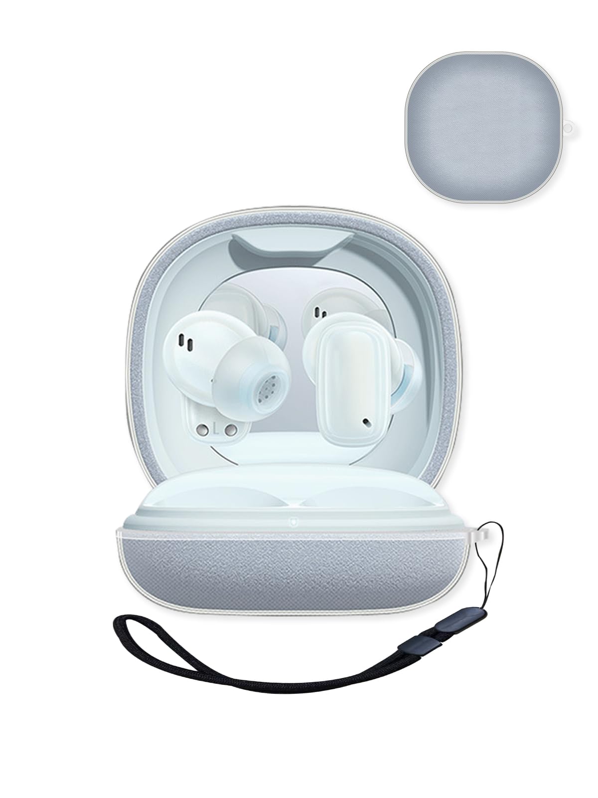 Compatible with Baseus AirNora 2 Headphones，True Wireless Noise Cancelling Earbuds,Clear Soft TPU Full Body Shockproof Protective Cover with Lanyard,Clear
