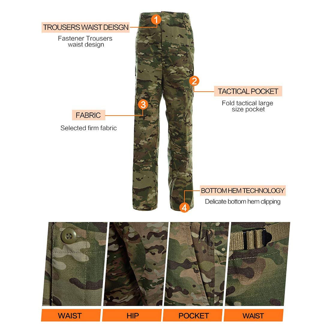 LANBAOSI Men's Tactical Hunting Uniform Combat Suit Shirt Jacket Coat and Pants Set