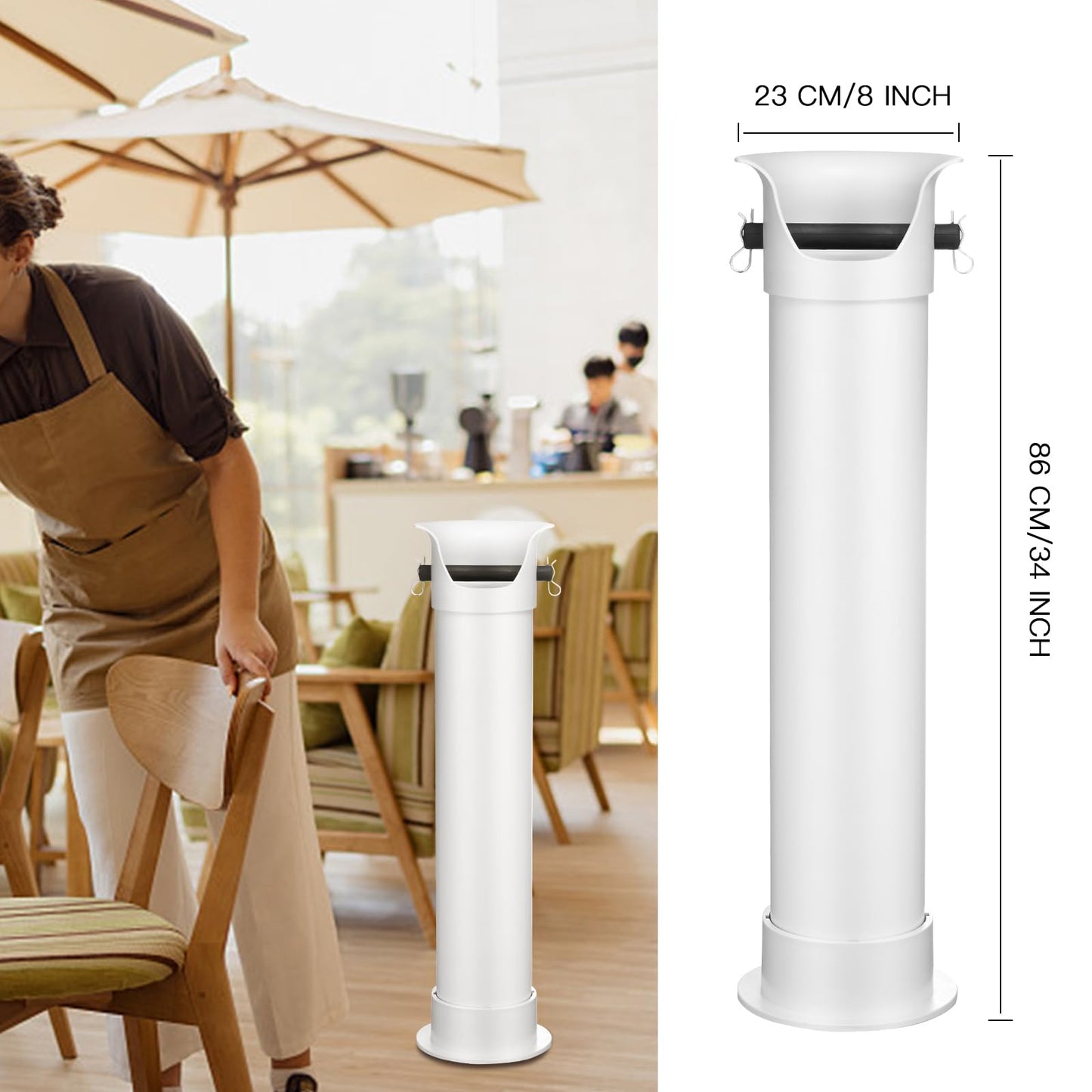 CURTA Espresso Coffee Knock Box with Garbage Bags(30Pcs), Commercial Knock Box for Coffee Grounds, Coffee Shop Kitchen Bar, White, Extra Large Collection Dump Bin