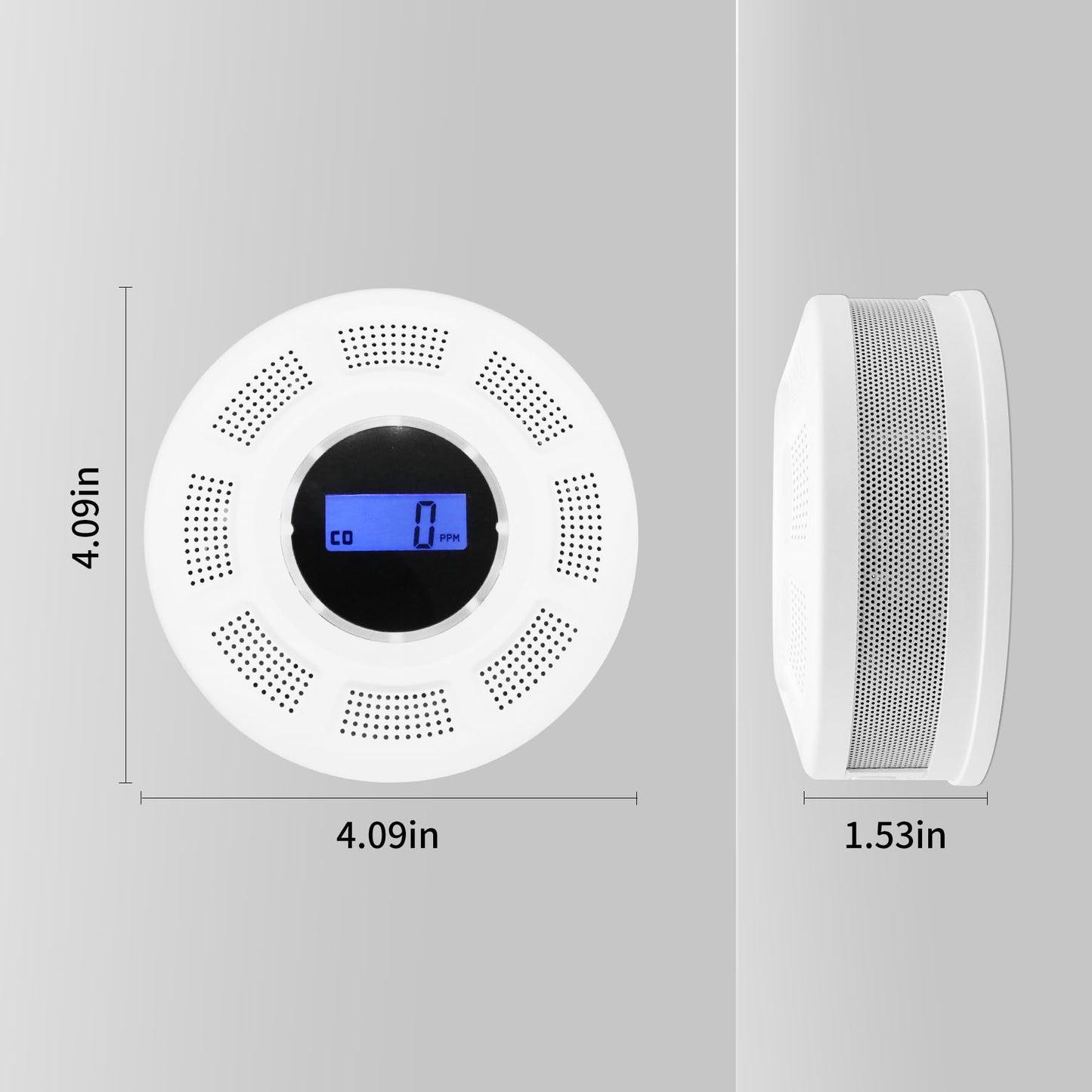GiiHoo Wireless Interconnected Smoke Carbon Monoxide Detector Battery Powered, Interlinked Combination Smoke and Carbon Monoxide Detector Alarm with Digital Display, Silence Button (White-6)