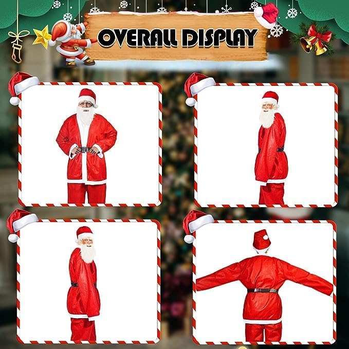 SORANGEUN Santa Claus Costume, Cost-effective 5pcs Santa Suit, Large Santa Costume for Men